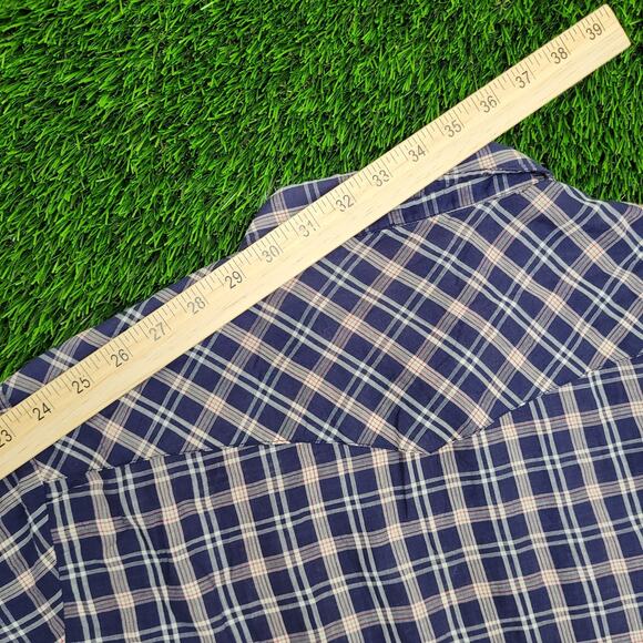 Vintage Wrangler Western Snap Shirt Large 22x30 Shadow Plaid - Picture 6 of 11